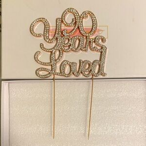 NWOB Elegant 90 Years Loved Cake Topper - Rose Gold